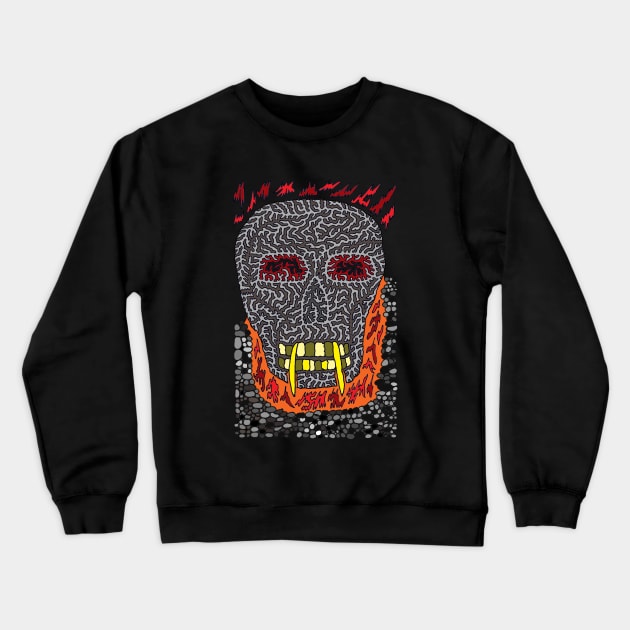 Vampire Skull Aflame Crewneck Sweatshirt by NightserFineArts